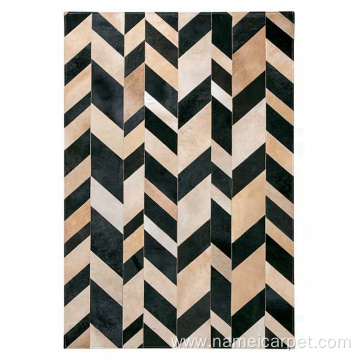 Real genuine Cowhide leather patchwork Hotel area rug